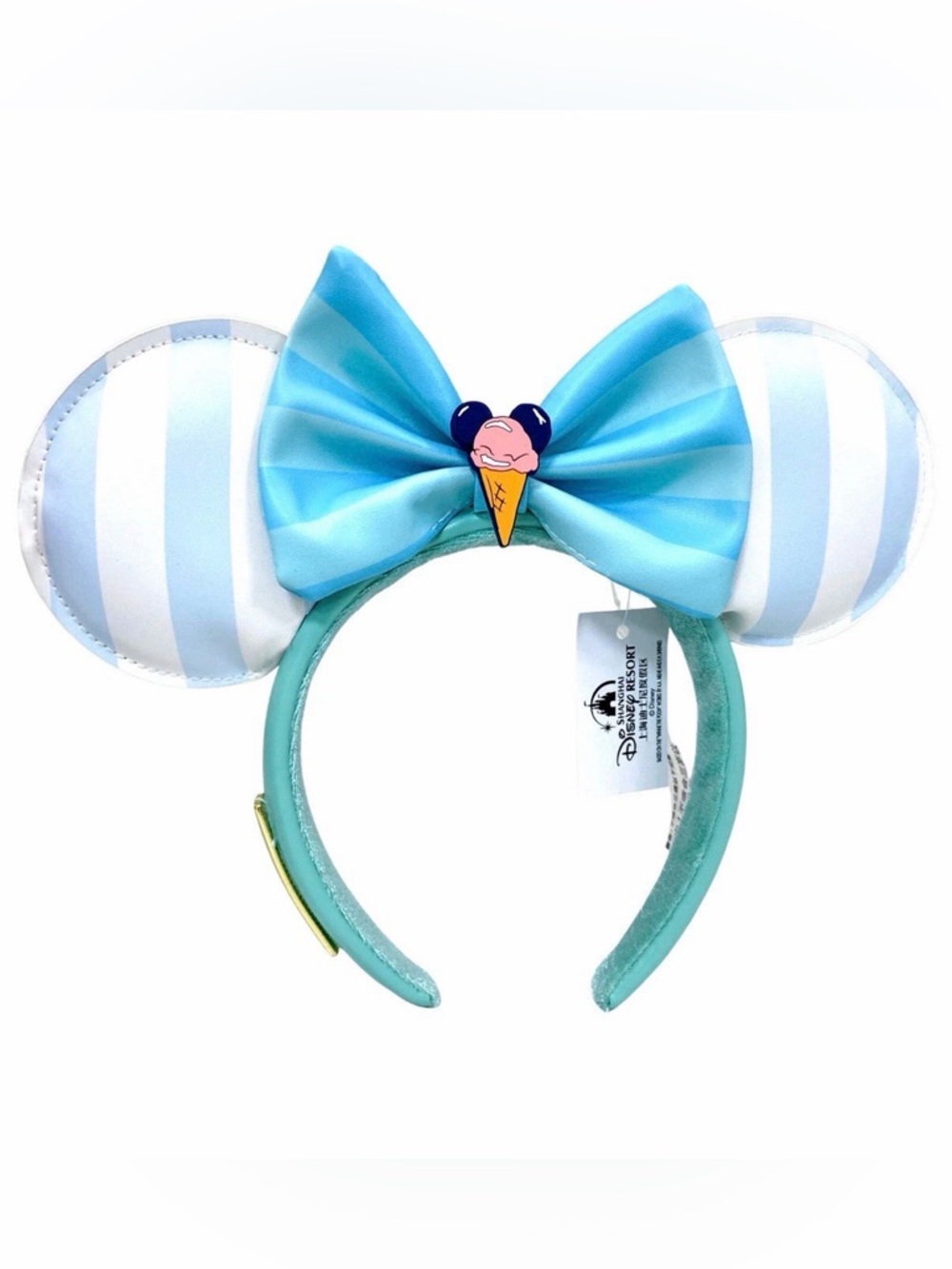 New Disney Parks China Headband Ears Minnie Mouse Ice Cream Bow.